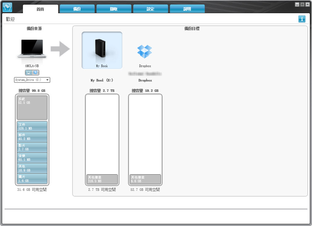 WD SmartWare點進來可以看到這樣的介面，Dropbox的部分 ...