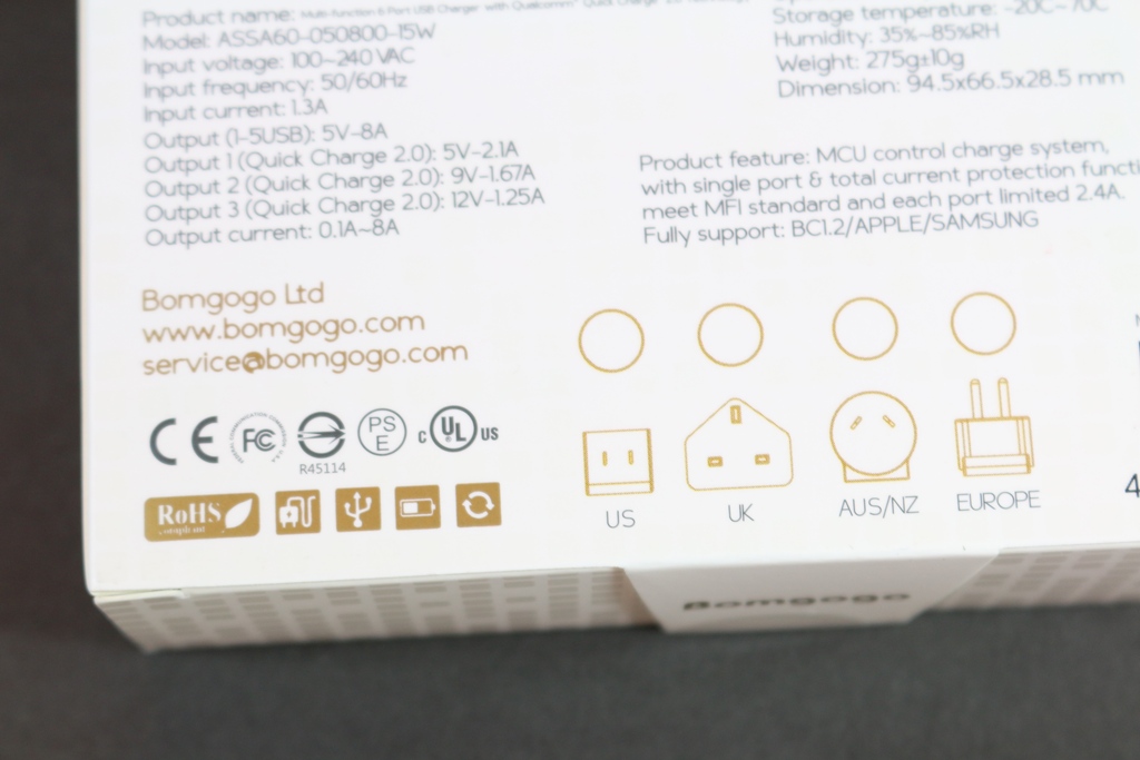 Bomgogo Quick Charge 2.0 6 Port多功能快速充電器-給你急速能源補充