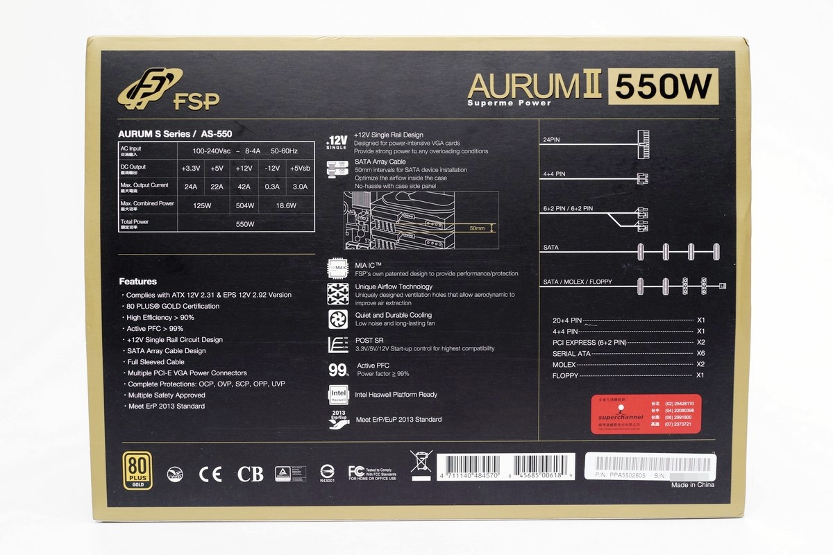 [XF] 進化的用料及單路設計 金鈦極二代能效不凡  FSP AURUM II 550W評測
